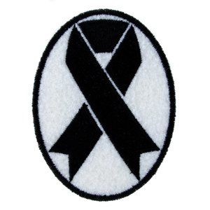 Black Ribbon Death Symbol Patch Embroidered Iron on Sew Funeral Dead Undead Goth